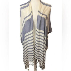 Isaac Mizrahi Viscose Beachy Boho Striped Nautical Fringed Kafta‎